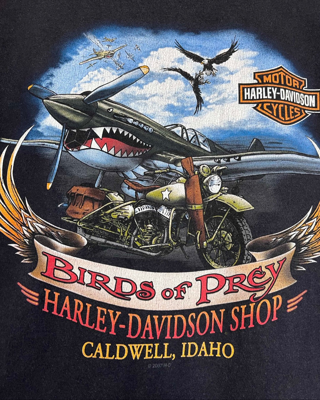 00s Harley-Davidson T-Shirt Made in USA / Tシャツ アメリカ製 フレイム 戦闘機 バイク