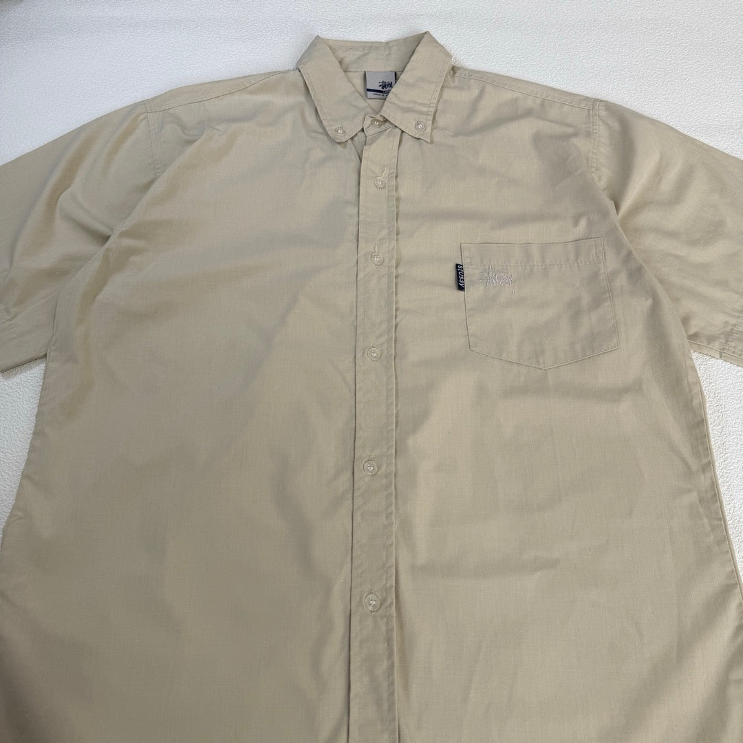 00s Stussy Shirt Made in USA / ワンポイント刺繍 ボタンダウン半袖シャツ アメリカ製