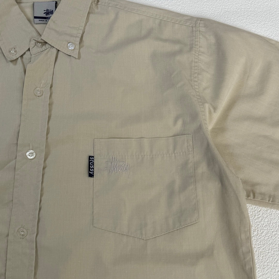 00s Stussy Shirt Made in USA / ワンポイント刺繍 ボタンダウン半袖シャツ アメリカ製