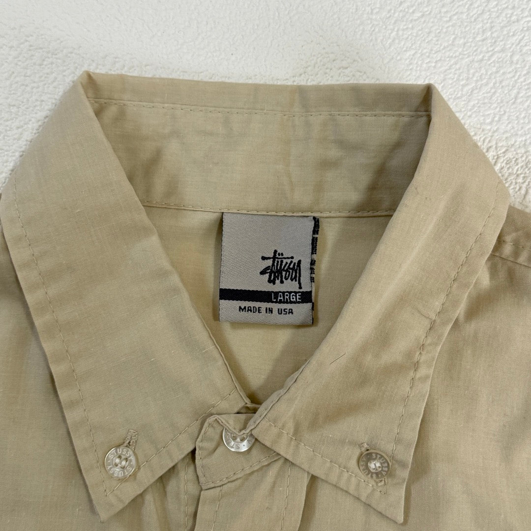 00s Stussy Shirt Made in USA / ワンポイント刺繍 ボタンダウン半袖シャツ アメリカ製