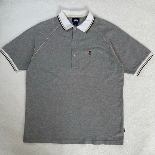 90s Stussy Polo-Shirt HONGKONG / ポロシャツ 紺タグ 香港製 ラグラン