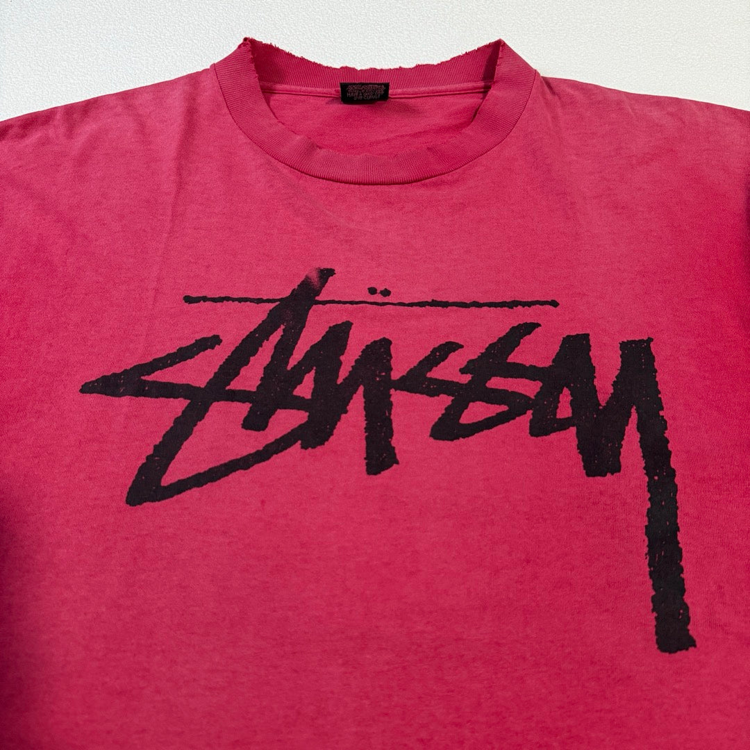 80s Stussy T-Shirt logo surtman / ショーンフォントロゴ Tシャツ サーフマン ダメージ 雰囲気