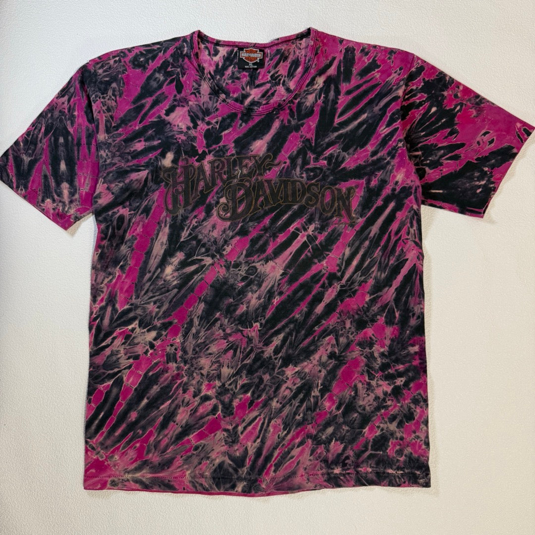 90s Harley-Davidson T-Shirt Pink 1991 / Tシャツ タイダイ 両面プリント