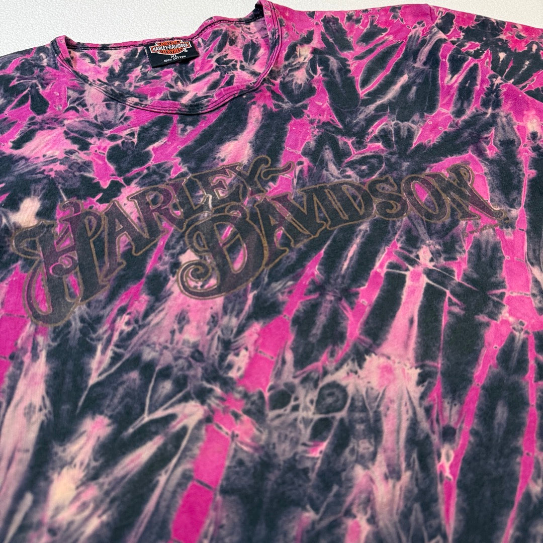 90s Harley-Davidson T-Shirt Pink 1991 / Tシャツ タイダイ 両面プリント