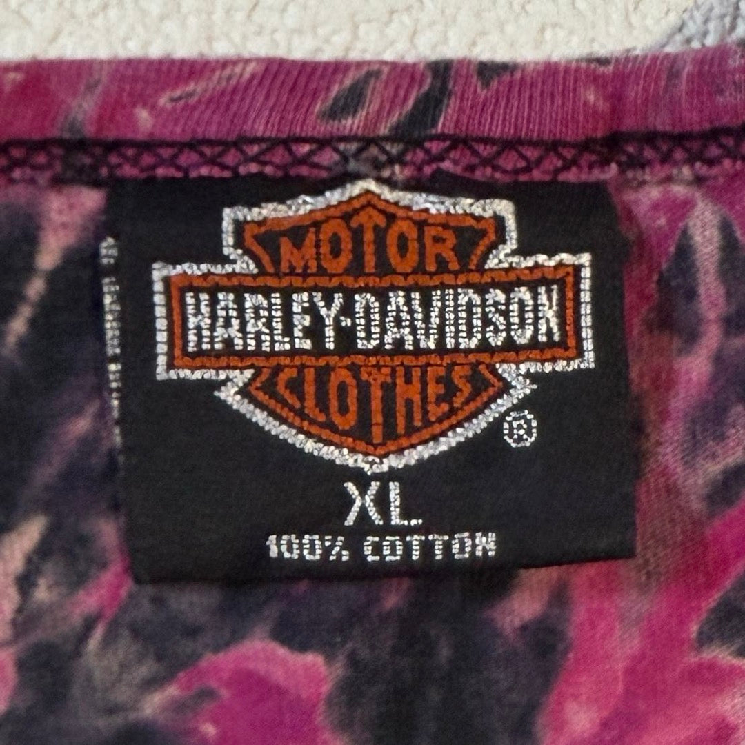 90s Harley-Davidson T-Shirt Pink 1991 / Tシャツ タイダイ 両面プリント