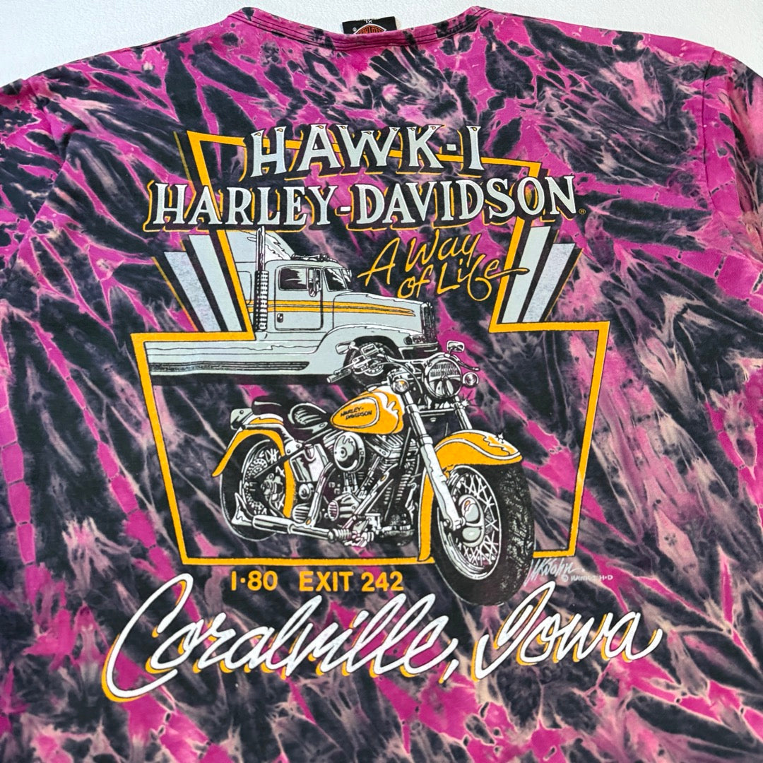 90s Harley-Davidson T-Shirt Pink 1991 / Tシャツ タイダイ 両面プリント