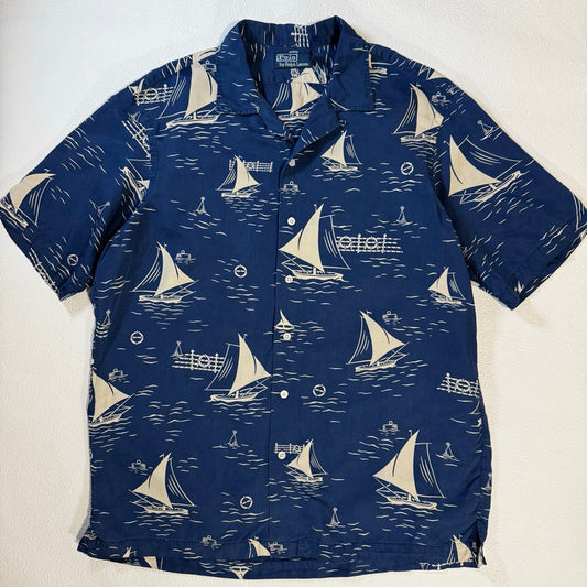90s Polo RalphLauren Aloha Shirt silk linen / ラルフローレン アロハシャツ シルクリネン