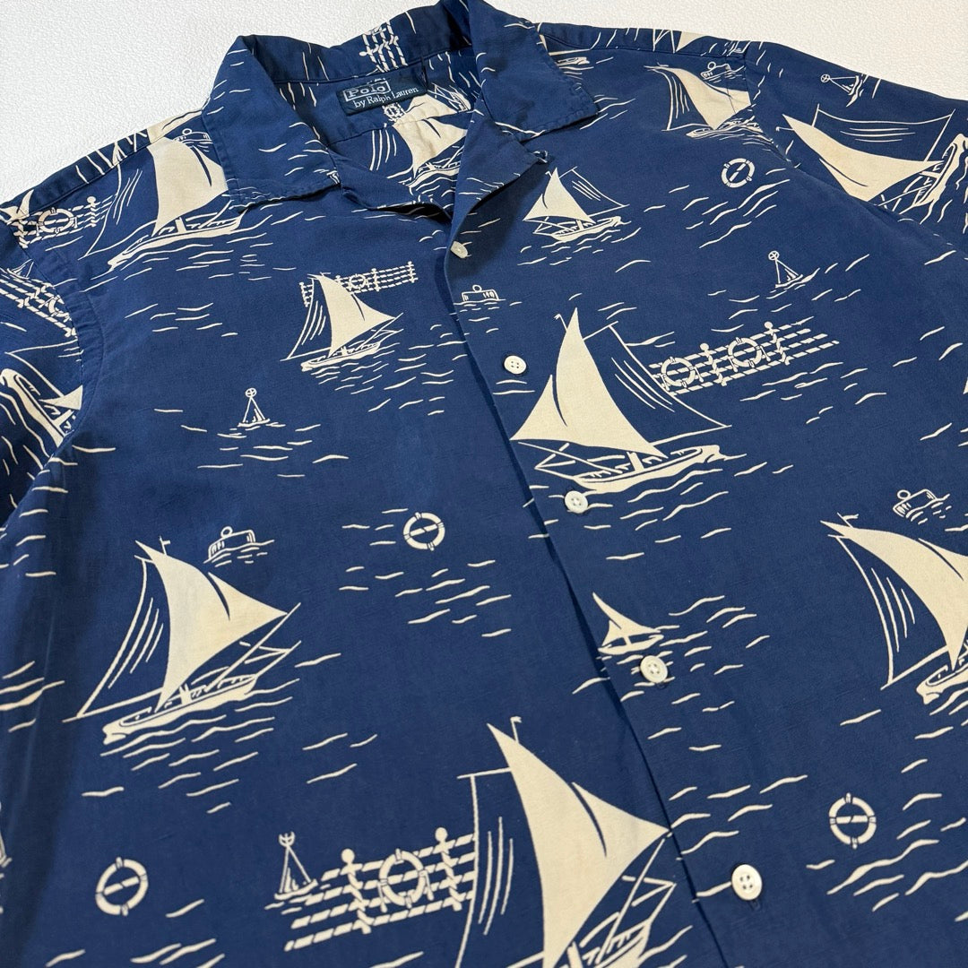 90s Polo RalphLauren Aloha Shirt silk linen / ラルフローレン アロハシャツ シルクリネン