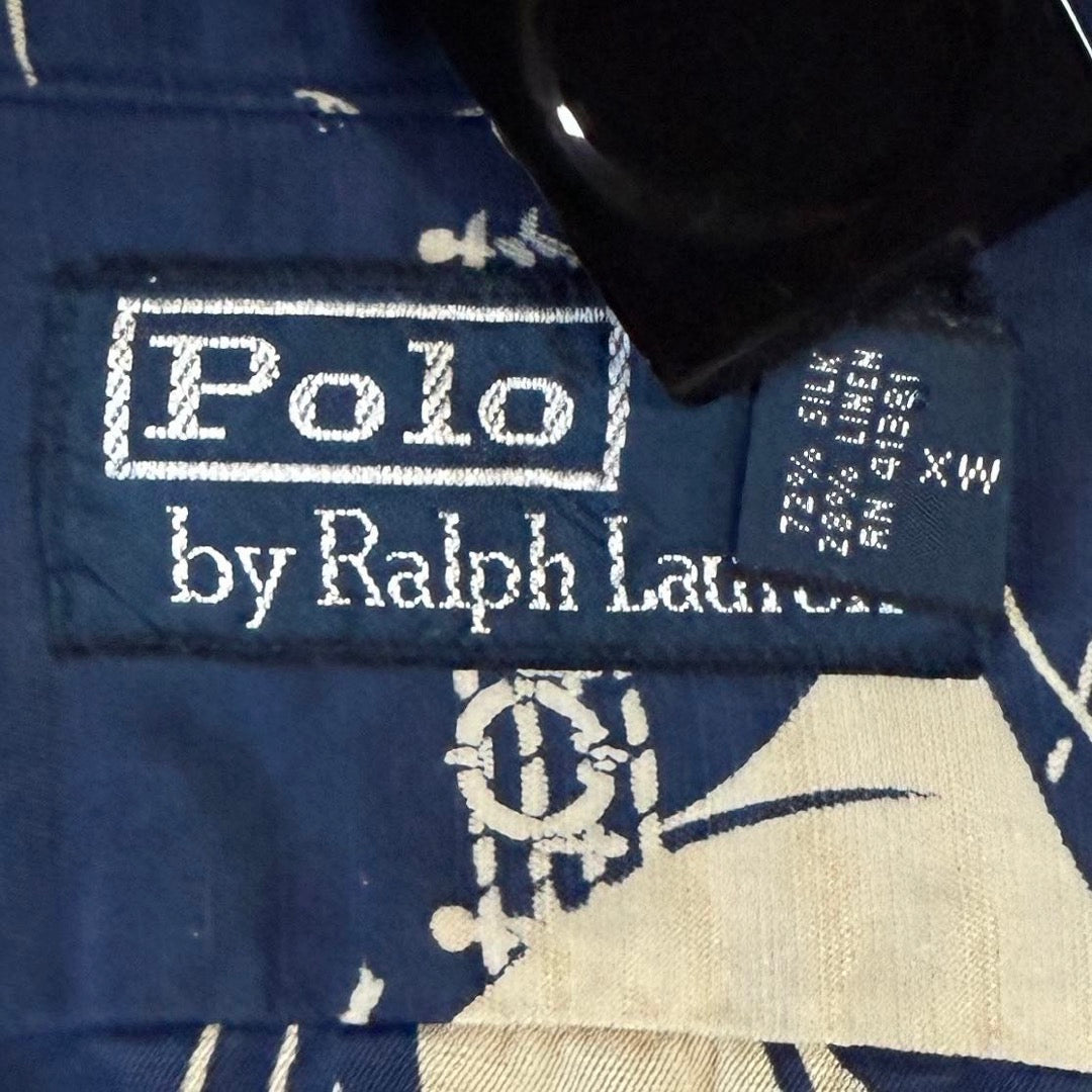 90s Polo RalphLauren Aloha Shirt silk linen / ラルフローレン アロハシャツ シルクリネン