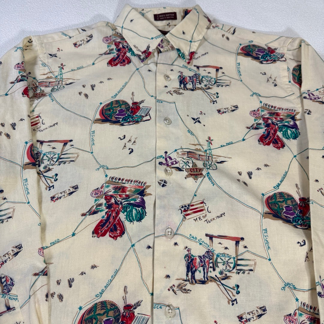 70s Chaps RalphLauren Long sleeve Shirt Made in HongKong /  長袖シャツ 総柄