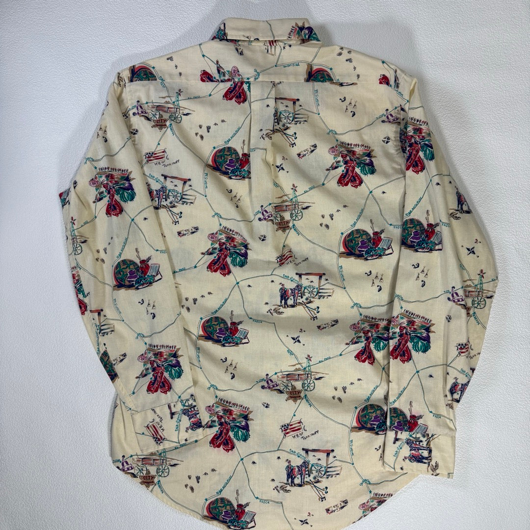 70s Chaps RalphLauren Long sleeve Shirt Made in HongKong /  長袖シャツ 総柄