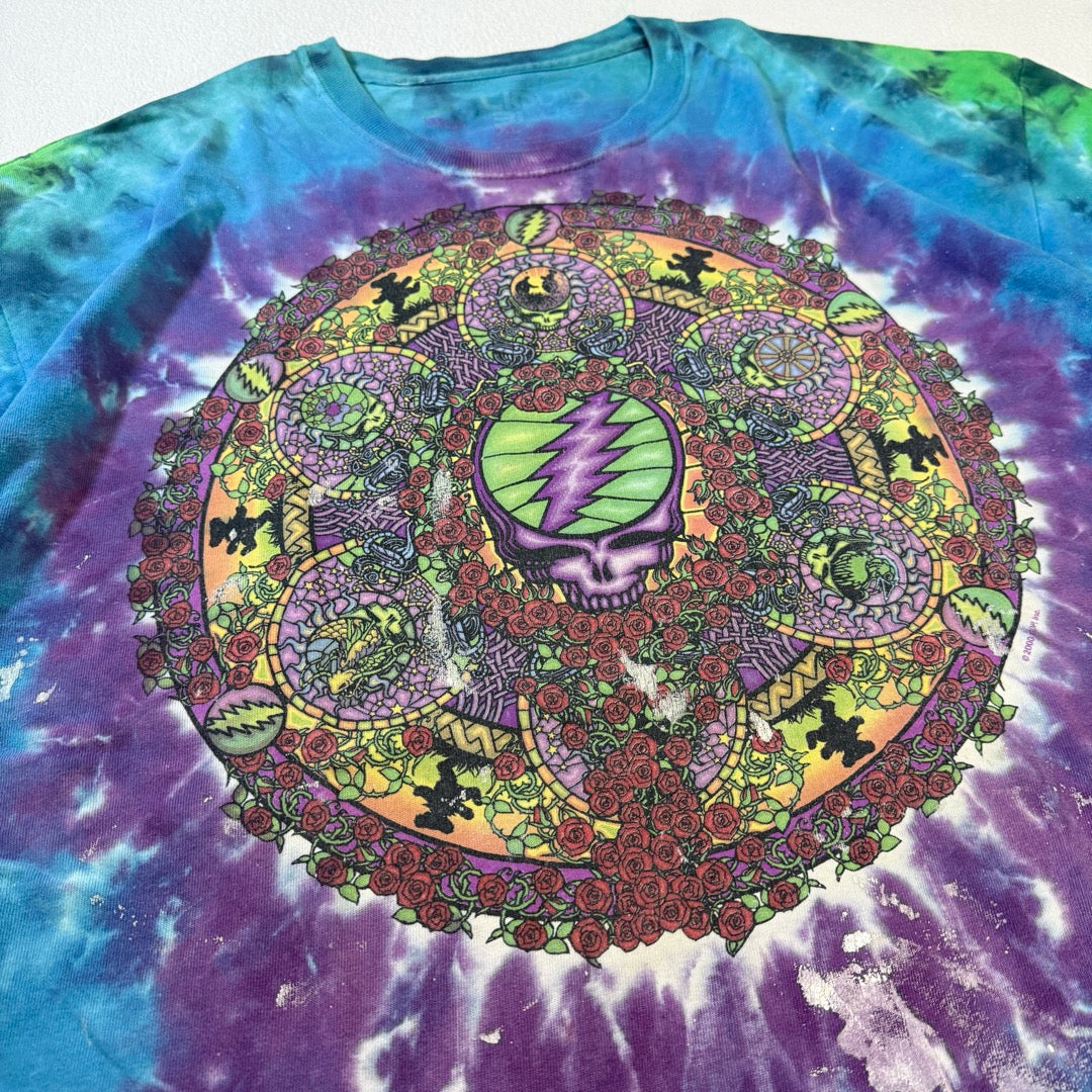00s Greatful Dead T-Shirt Liquid Blue 2000 BORO tie-dye / Tシャツ グレイトフル・デッド タイダイ
