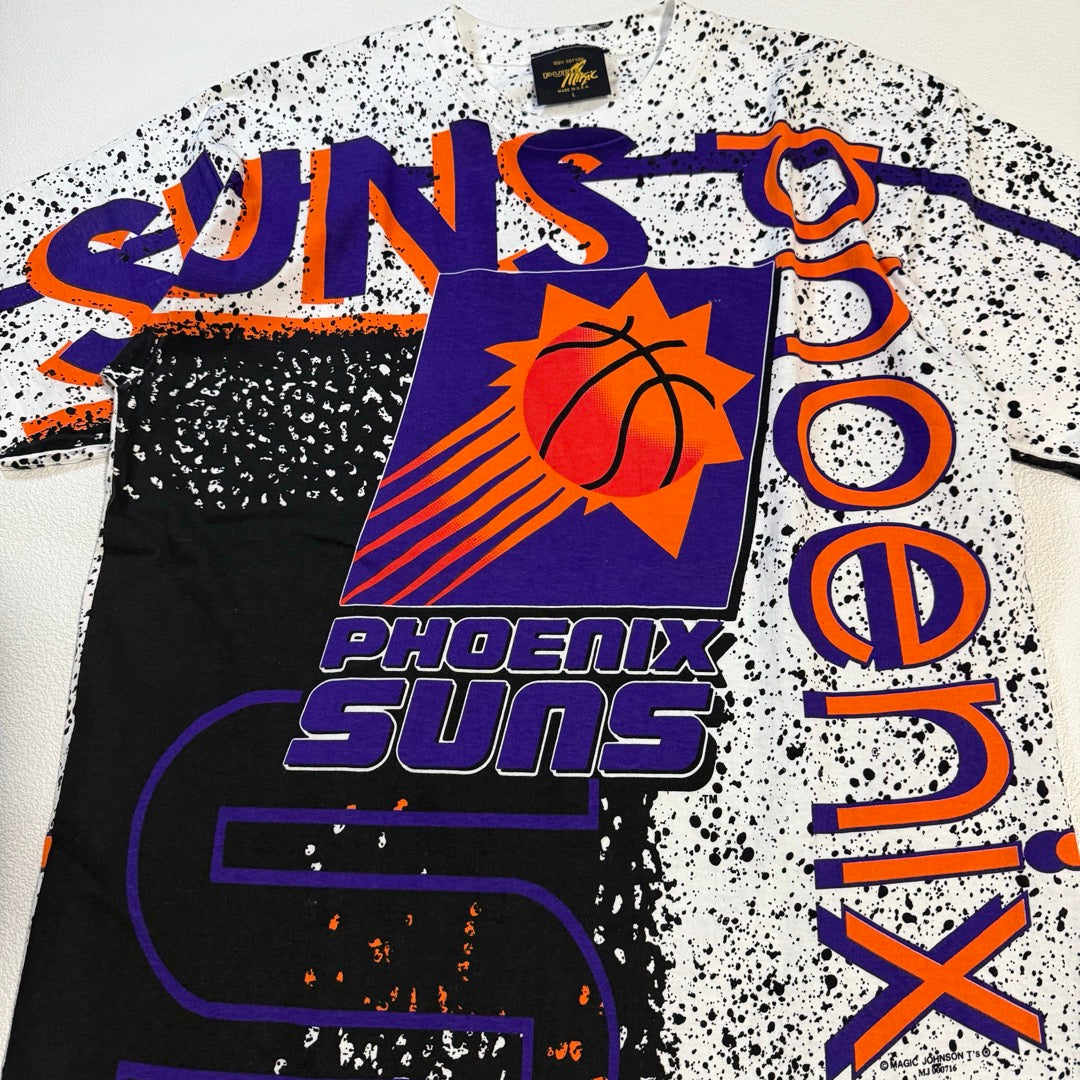 90s Phoenix Suns T-Shirt Magic johnson Made in USA / Tシャツ フェニックスサンズ マジックジョンソン アメリカ製 総柄