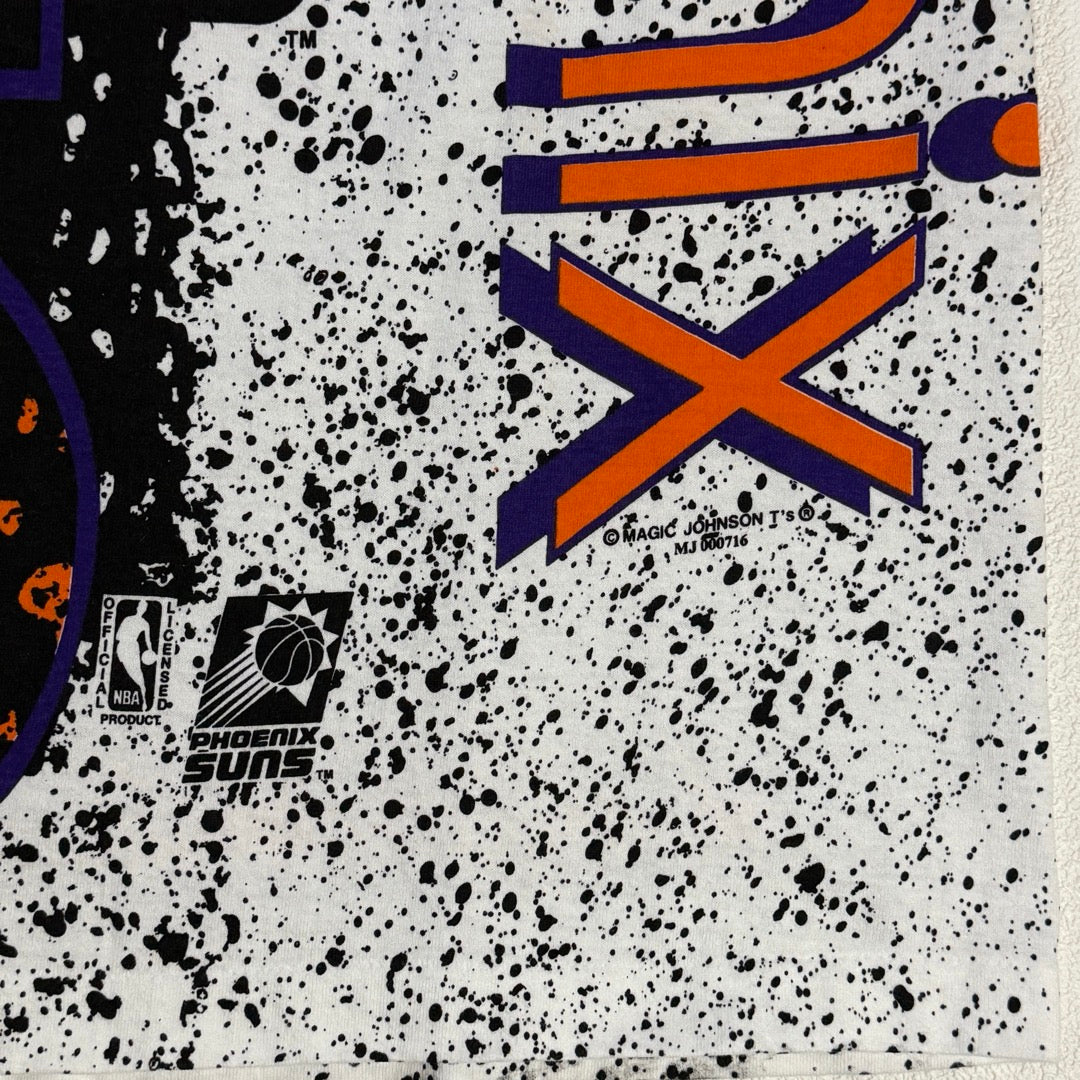 90s Phoenix Suns T-Shirt Magic johnson Made in USA / Tシャツ フェニックスサンズ マジックジョンソン アメリカ製 総柄