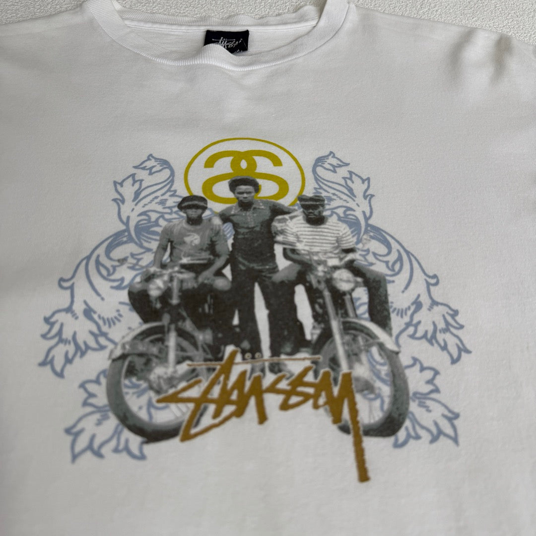 00s Stussy T-Shirt Made in Mexico Biker  / Tシャツ 紺タグ バイカー