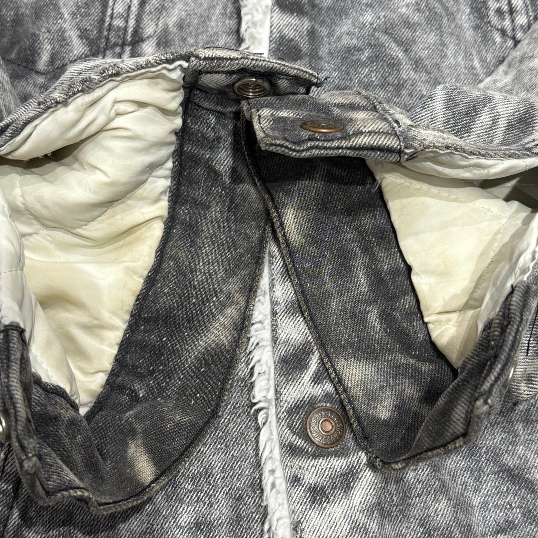 80s Levi's 70609-0253 chemical-washed black denim boa jacket Made in USA / リーバイス ケミカルブラック ボアジャケット シェルパ アメリカ製