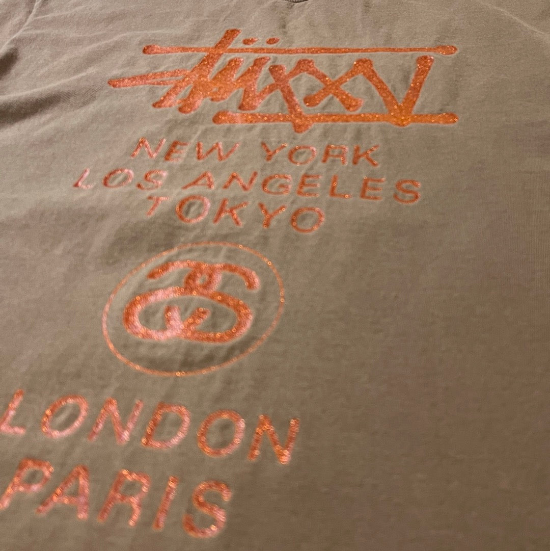 00s Stussy T-Shirt Mexico / 25周年 ラメプリント グリッター メキシコ