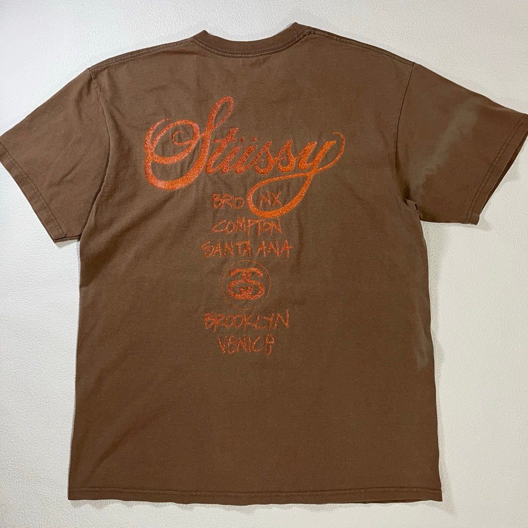 00s Stussy T-Shirt Mexico / 25周年 ラメプリント グリッター メキシコ
