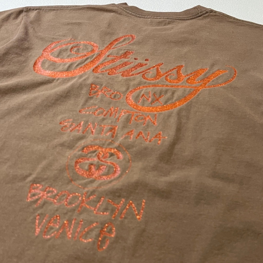 00s Stussy T-Shirt Mexico / 25周年 ラメプリント グリッター メキシコ