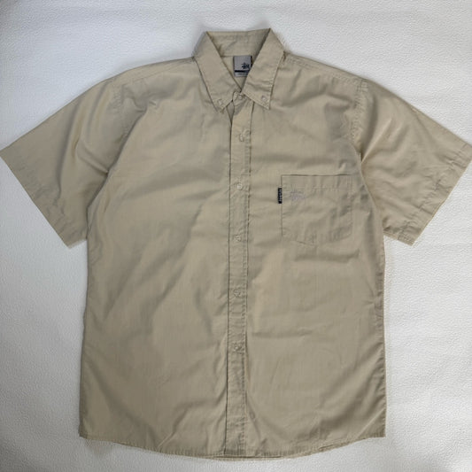 00s Stussy Shirt Made in USA / ワンポイント刺繍 ボタンダウン半袖シャツ アメリカ製
