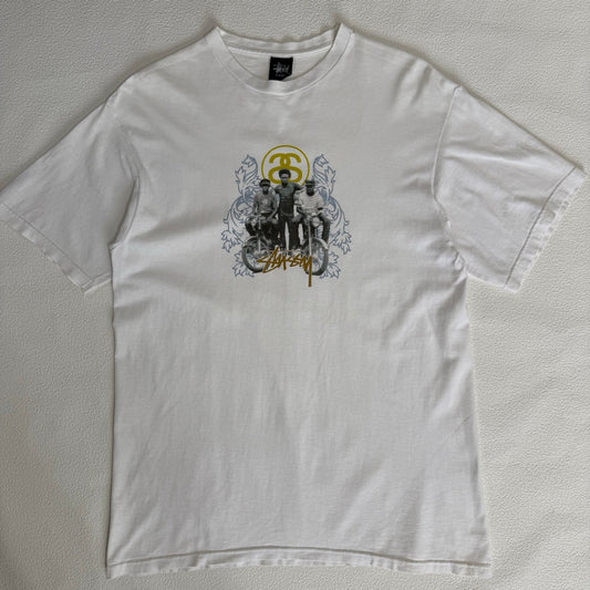 00s Stussy T-Shirt Made in Mexico Biker  / Tシャツ 紺タグ　バイカー