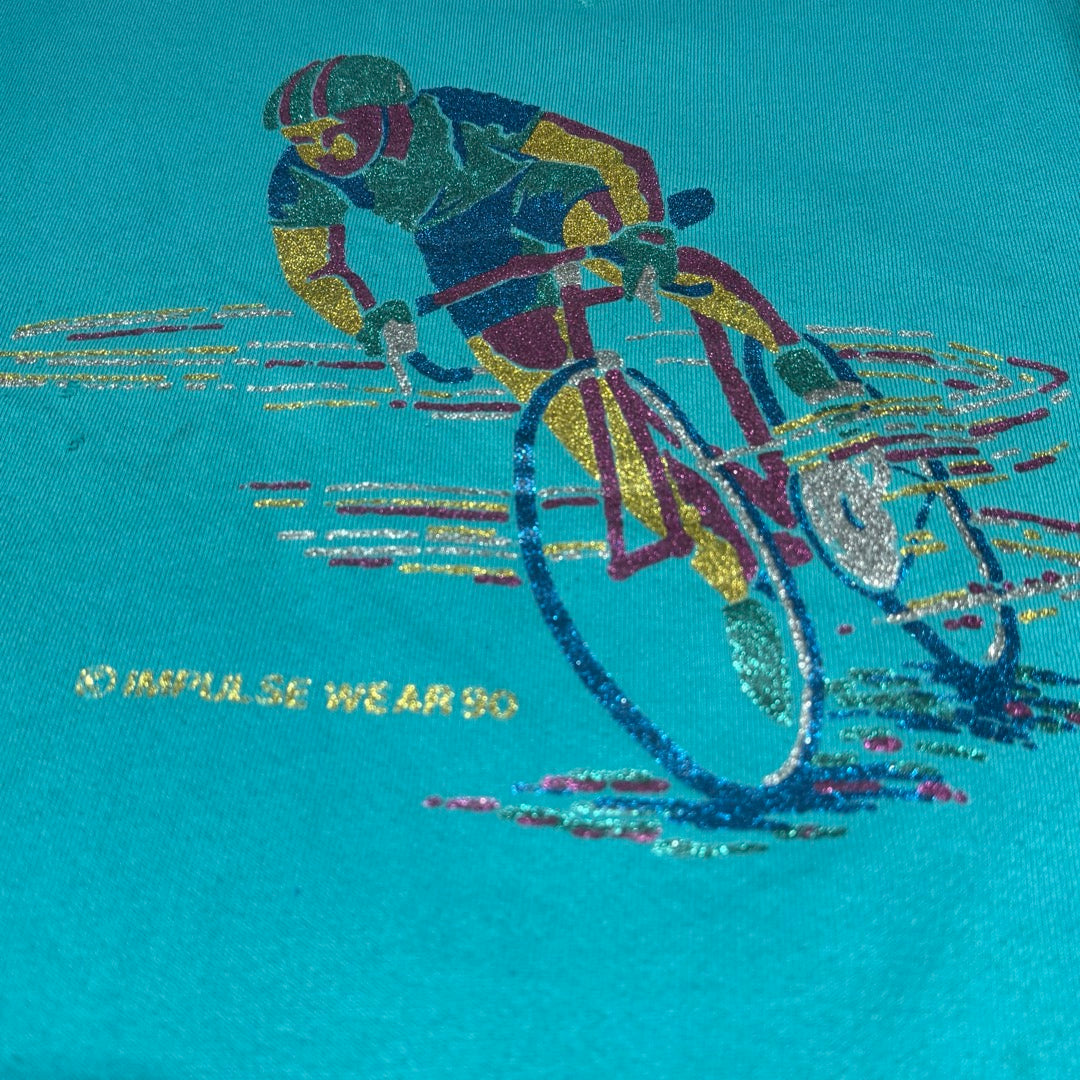 90s Russell sweat glitter print bicycle Made in USA / ラッセル　スウェット　ラメプリント　自転車　アメリカ製