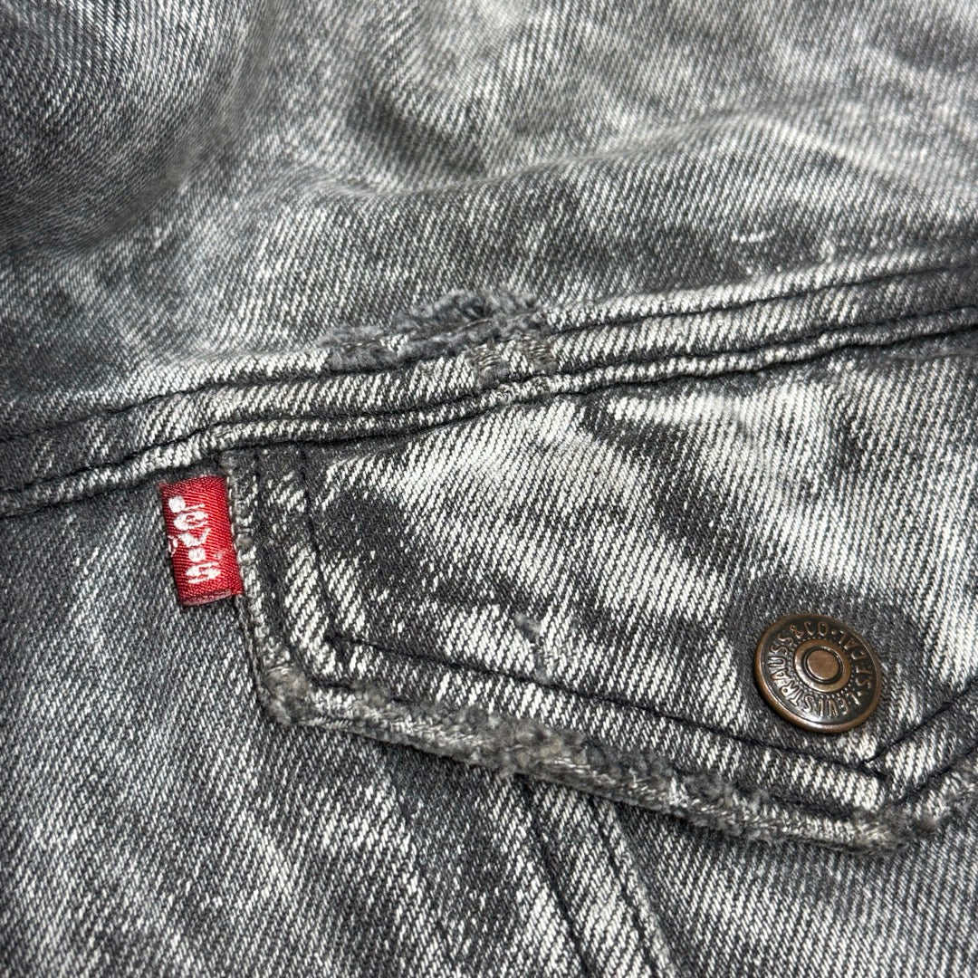 80s Levi's 70609-0253 chemical-washed black denim boa jacket Made in USA / リーバイス　ケミカルブラック　ボアジャケット　シェルパ　アメリカ製