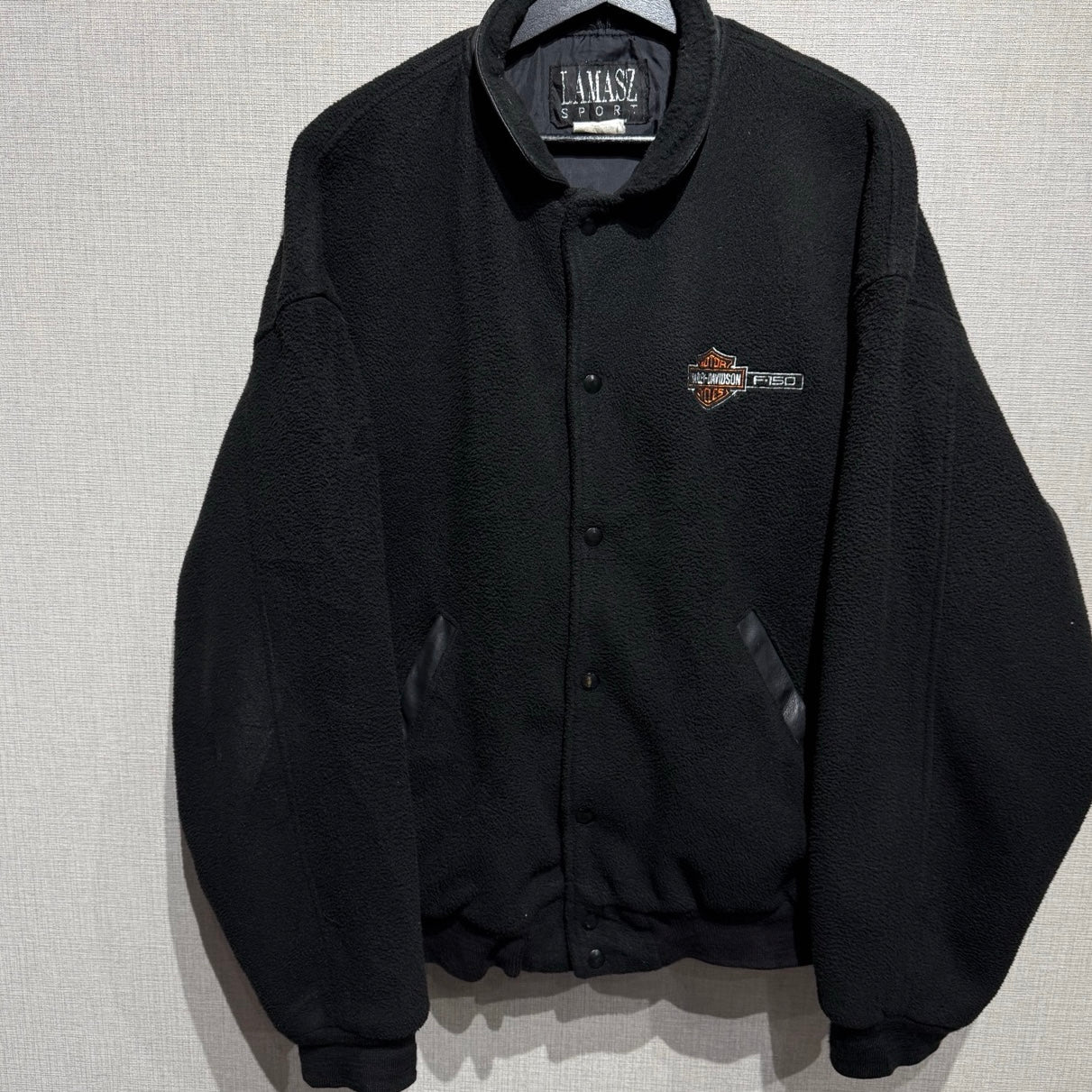 90s LAMASZ SPORT Harley Davidson  Fleece Varsity Jacket /  ハーレーダビッドソン　フリーススタジャン